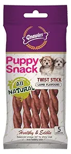 Gnawlers Puppy Snack, Healthy & Edible, With Added Prebiotics, Vitamins & Minerals, Balanced Omega 3&6 for Shiny Coat & Healthy Skin, Pettide Bone - Calcium, 6 pieces, 40gm, Pack of 3 Sold By DogsNCats