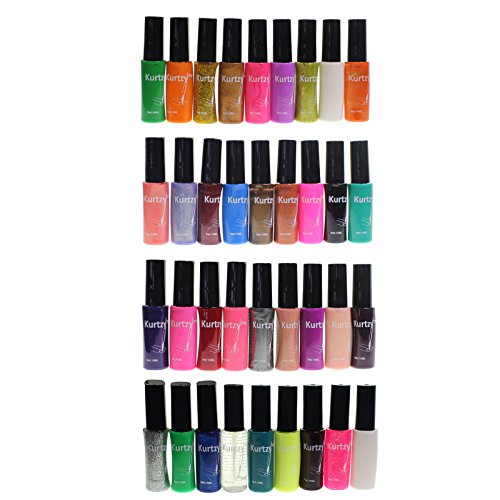 KurtzyTM 36 Pack Quality Assorted Coloured Nail Polishes Varnish For Nail Art Set