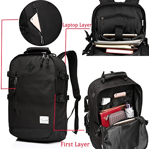 Vaschy Laptop Rucks  cke Anti-Dieb Wasserabweisend Reisetaschen Schulrucksack Passt 15 6 Zoll -Schwarz