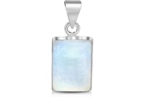 Unique Gems Colgante de plata de ley 925 con piedra lunar arcoíris de 7,6 quilates, colgante de plata para mujer, 2.3 cm x 1.0 cm x 0.7 cm, Plata de ley, Piedra lunar