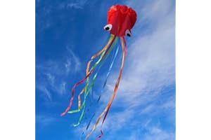 Hillylolly duży latawiec Octopus, wkładka do latawca dla dzieci, latawiec, gra dla dorosłych, dzieci od 10 lat, w zestawie ze sznurkiem (niebieski) (czerwony)