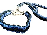 Halsumfang: 40-50cm stabile geflochtene Hundeleine + Halsband (L, schwarz/blau)
