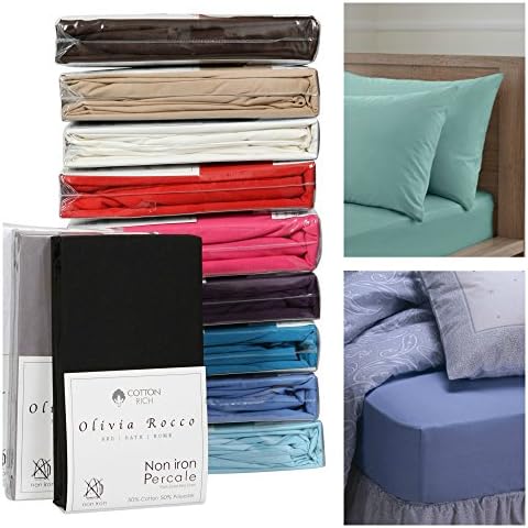 EXCELLENT QUALITY FITTED BED SHEET 12" DEEP 180 TC ALL SIZES PLUS PILLOWCASES (3/4 BED, CREAM)
