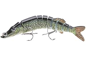 PULABO 5 Pouces / 12,5 Cm 20 G Leurre De Pêche Réaliste Multi-Articulé 9 Segments À Brochet Maskinonge Swimbait Crankbait Leurres De Poisson Durs avec Deux Crochets Lenvironnement Et Durable