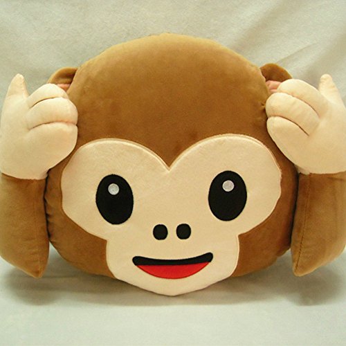 LI&HI Affe Emoji Lachen Emoticon Kissen Polster Dekokissen Stuhlkissen Sitzkissen Rund(hören Sie nicht) - 2