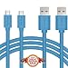 iVoltaa Premium [ Pack of 2 Cables] 1 Meter Micro USB Cable High Speed USB 2.0 A Male to Micro B Sync & Charging 5 Core Cable for Samsung, Nokia ,HTC, Blackberry, Tablet PC, and Most Android Tablets, Android Phones, and Windows Phones, (1 Meter, Blue [ Pack of 2 Cables]) RS.349.00