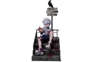 YLEAFUN Killua Zaoldyeck Figurine Statue 34 cm Anime Sitting Figurine PVC Jouet Modèle Objets de collection Ornements de bureau