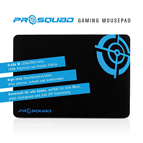 ProSquad Gaming Mauspad Slim – Professional Speed-Pad – rutschfest und präzise – 25x35cm – schwarz - 2