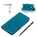 Produktbild Huawei Nova Hülle, Huawei Nova Schutzhülle, Alfort 3 in 1 Lederhülle Fashion Design Premium PU Leder Hohe Qualität Tasche Case Cover Kasten Abdeckung Wallet für Huawei Nova 5.0" Smartphone Funktion Standfunktion Unterstützte Telefone und Magnetverschluss mit Schmetterling ( Blau ) + Alfort Schwarz Stylus Pen + Netter Staub Stecker