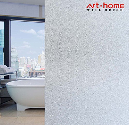 Arthome Frosted Privacy Window Film Static Cling Glass Window Sticker Non-Adhesive Anti-UV Opaque Film Vinyl Ideal for Living Room Bathroom Bedroom Kitchen Office 90 x 254cm
