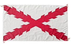 PANDIUI23 Bandera Cruz Borgoña Grande 150x90cm, Bandera Cruz Borgoña para Balcon con 4 Ojales y 4 Bridas