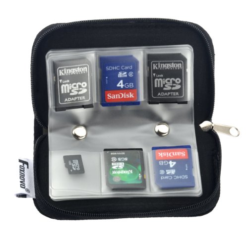 Foxnovo tragbar Case Schutzbox Schutztasche Kartentasche Tasche mit Reißverschluss für 22 SD SDHC MMC CF Micro SD Memory Card Speicherkarten (Schwarz) - 6