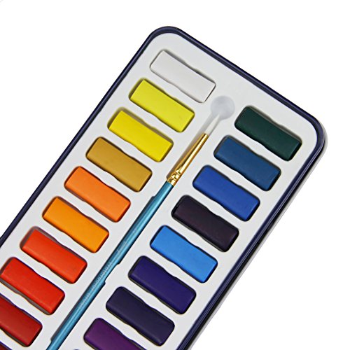 MoonLove Wasserfarben Aquarellset Aquarell-Malkasten Aquarellfarben Farbkasten 24 Farben - 5