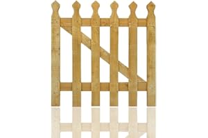 zeeyrak 87CM x 90CM Pressure Treated Wooden Picket Garden Gate, Handmade Wood Gate, Decorative Garden Gate