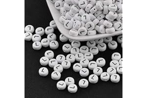 Handicraft Emporium Perline rotonde piatte in acrilico con lettere dell'alfabeto, 10 g, L