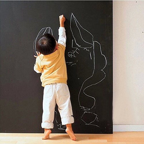 ALLTOP Vinyl Whiteboard / Dry Erase Board Stickers / Peel and Stick Chalkboard Sticker / Wall Decals With with 5 Free Chalks for Classroom, Office, Restaurant or Home Kitchen (45cm * 200cm, W*L), Black