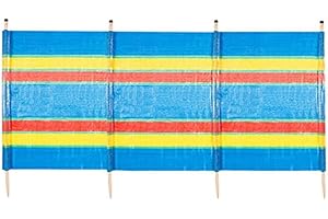 BONAFIDE Multi-Coloured Wind Breaks, 4 5 6 8 10 Wooden Pole Wind Breakers For Beach, Unique Camping Windbreaker, Caravan Windbreakers, Privacy Screen Wind Breakers Camping