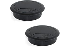 BRICOLEVA.IT 2 Passacavi per Scrivania - Organizza e Gestisci i Cavi con Facilità - Diametro 60 mm - 2 Passacavi Rotondo da Incastro per Scrivania per Ufficio e Casa - Nero, 2 Pezzi