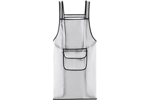 FYY Juego de 1 delantal para hombre y mujer, impermeable, delantal de cocina de plástico, delantal de barbacoa con bolsillos, delantal semitransparente para cocina, cocina, SEMI-transparente, L