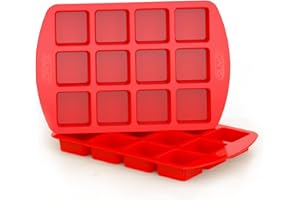 SILIVO Silicone Brownie Tin, 2Pcs Brownie Tray, NonStick Silicone Brownie Baking Tray for Brownie and Chocolate, 12-Lattice Brownie Tray Bake Tins for Baking