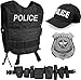 Produktbild normani Police Kostüm bestehend aus Weste mit passendem Patch, Einsatz-Gürtel, Cap, US Abzeichen [XS - 6XL] für Damen und Herren Farbe Police Größe XL/XXL