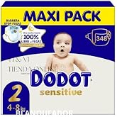 Dodot Sensitive Diapers Size 2 Pack Saving 2x174 Diapers (348 Nappies), 4-8 kg, Skin Protection, Soft Absorbency, Moisture In