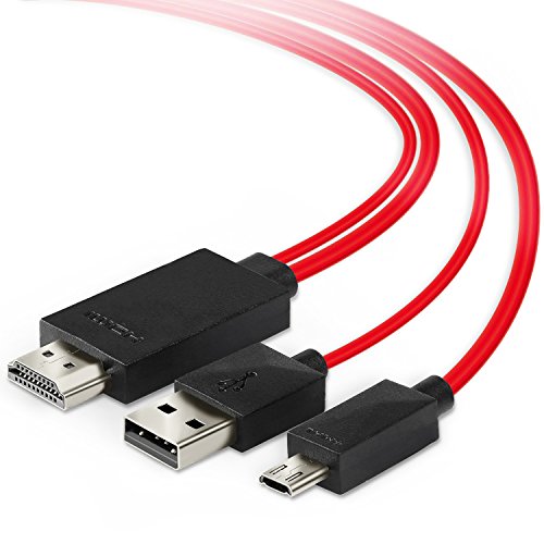 Cable MHL, QGECEN Cable Micro USB a HDMI para Android Samsung Galaxy S3/S4/S5, Note 2/3/4, Mega, K Zoom, Galaxy Tab 3, Tab S, Tab Pro, Tab Note 8.0/10.1/12.2