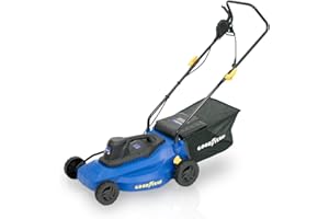 Goodyear - Cortacésped Eléctrico 1800W con Cable, Ancho Corte 40 cm, Motor 3200 RPM, Bolsa 35L, Easy Start, Cortacésped Rotativo Silencioso para Jardines hasta 300m²