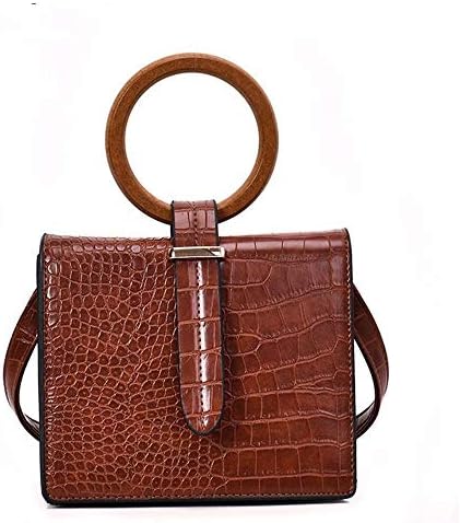 FUFUFUCHEN Vintage Fashion Round Wood Handle Messenger Bag New Women'S Designer Handbag Shoulder Tote Bag, Red