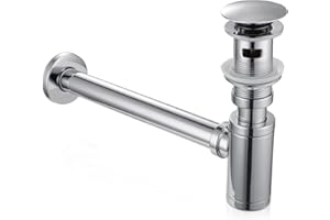Ketaliria Universal Ablaufgarnitur und Siphon Set für Waschbecken mit Überlauf, Chrom Pop Up Ventil für Waschtisch & Ablaufventil Abflussgarnitur