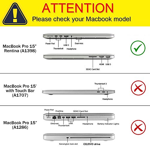 MacBook Pro 15 Retina Hülle Case, iNeseon Ultra Slim Gummierte Hartschale Tasche Cover Shell, US Transparent und EU Transparent Tastatur Abdeckung Schutzhülle für Apple MacBook Pro 15.4 Zoll mit Retina Display Modell:A1398 (Transparent) - 2