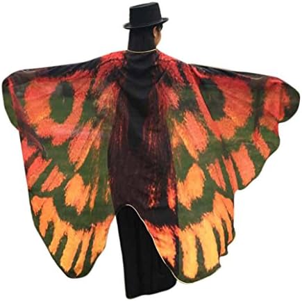 TUDUZ Women Soft Fabric Peacock/bat/butterfly Wings Shawl Fairy Ladies Nymph Pixie Costume Accessory for Girls Shawl St.Patricks Day Party Cosplay Costume (Coffee 0342, 197*125CM)