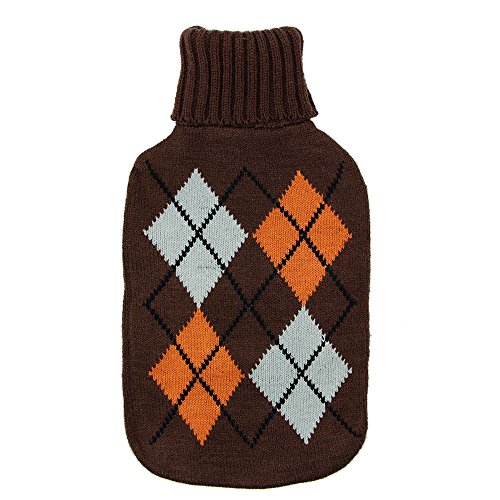 UK KNITTED LARGE HOT WATER BOTTLE WITH BEAUTIFUL COVER (Brown)