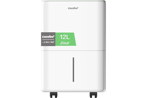 COMFEE' Déshumidificateur Compacte, Absorbe jusqu'à 12L/jour, Mode nuit, Child lock, Minuterie 24H, Réservoir 2,5L, Pour pièce de 20-35㎡, Aqua Dry 12