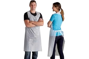 Plastic Disposable Aprons 200pcs 686mm x 1170mm White HDPE Polythene Gowns Use for Men Women Ideal Hair Dressers Hospitals Medicals By Tezraftaar®