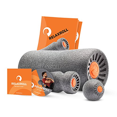 RELAXROLL (das Original) ergonomische Faszienrolle | Massagerolle | Schaumstoffrolle MADE in GERMANY | Effektive Behandlung von Rückenschmerzen, Nackenschmerzen, Achillessehneschmerzen und schweren Beinen -->> verschiedene Varianten