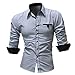 Produktbild Herren T-Shirt,VENMO Mode Persönlichkeit Hemd Casual Slim Fit Langarm Top Bluse Oberteile Stehkragen Freizeithemd Langarmhemd Businesshemd Männer Fashion Kapuzenjacke Sweatshirt (Grau, XXXL)