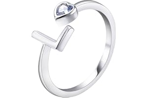 VIKI LYNN Buchstabe Ring 925 Sterling Silber Offener Verstellbare Initiale Alphabet A-Z Ringe fur Damen Mädchen