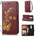 Produktbild Anlike Nokia 5 Hülle, Schutzhülle für Nokia 5 Wallet Tasche [Butterfly geprägte Serie Bronzing] Handyhülle - Braun