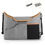 Kinderwagen Organizer, Besfair Große Kapazität Buggy Aufbewahrungstasche, mit Wickelauflage & Schultergurt für Babysache, überlegenes Oxford Material, Grau