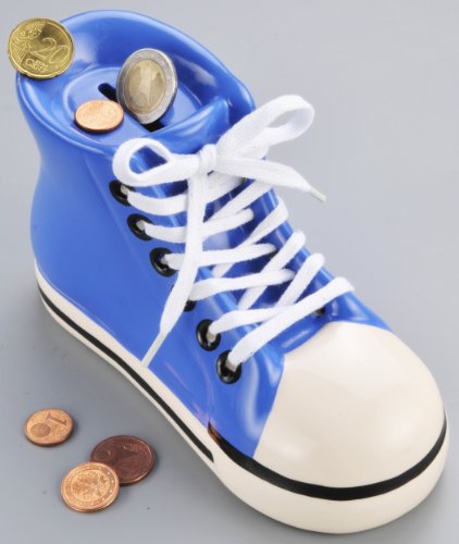 Preisvergleich Produktbild Spardose SCHUH. Keramik handbemalt. Turnschuh, Sparschwein.