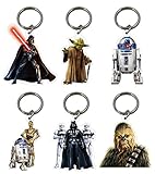 Lot de 6 porte-clés sous licence officielle Star Wars R2D2 Chewbacca Yoda C3PO Dark Vador
