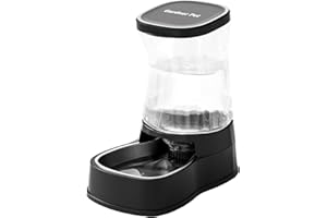 Gardner Pet 3.85L Distributeur Eau Chat Automatique, Gamelle Chat Automatique par Gravité, Distributeur Eau Chien avec Gamelle en Acier Inoxydable, Pas d'électricité, sans BPA (Noir)