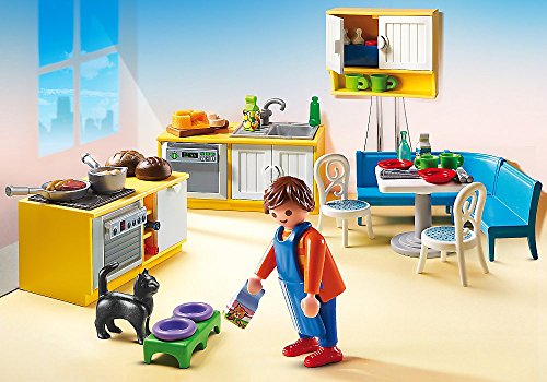 Playmobil Dollhouse 7pcs. set 5303 5304 5306 5307 5308 5309 5336 Romantic Dollhouse + Baby's Room with cradle + Colourful Nursery + Romantic Bathroom + Living Room with Fireplace + Parent's Bedroom + Built-in Kitchen with lounge