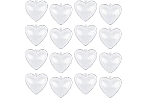 Jangostor 20 Confezioni Ornamenti a Cuore Trasparenti Palline Ornamenti di San Valentino Palline da Riempire, Decorazioni di San Valentino in Plastica Fai-da-Te Palline (6,5 cm)