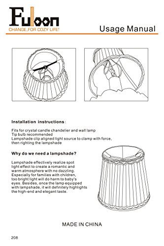 Fuloon 6er Set Lampenschirme für Kerzebirne Hängelampe Stoff Welle Stil Lampenschirm (Weiß) - 8