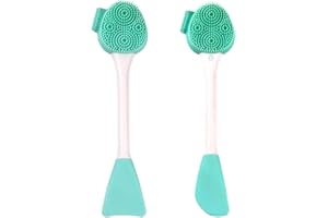 KEWUF Brosse Nettoyante Visage, Brosse Visage, Brosse Visage Manuelle, Exfoliating Brush, Brosse à Nez, Nettoyage en Profondeur, Pour le Visage, Pour tous les Types de Peau (2 pièces, vertes)