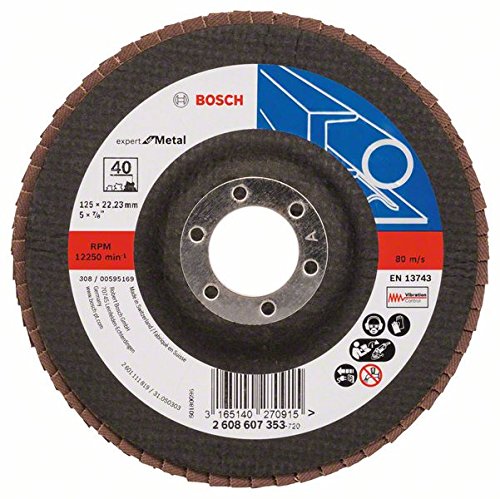 Bosch DIY Fächerschleifscheibe (für Winkelschleifer verschiedene Materialien, gerade Ausführung, Ø 125 mm, Körnung 40)