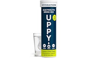 Uppy! Compresse di Idratazione con Elettroliti – Solubili con Elettroliti e Aromi Naturali – Compresse di Reidratazione Senza OGM e Senza Glutine per Viaggi e Sport 10 (1 Tubo), Lime al Limone