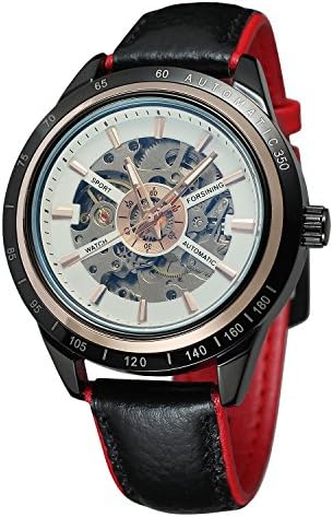 SweetBless Wristwatches Men¡¯s Skeleton Automatic Mechanical Watch White-silver